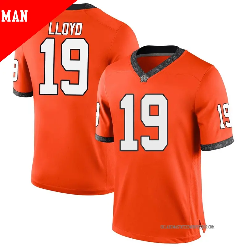 Men's ＃19 Jaylen Lloyd Oklahoma State Cowboys Game Orange Football College Jersey