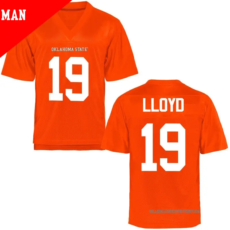 Men's ＃19 Jaylen Lloyd Oklahoma State Cowboys Game Orange Football College Jersey