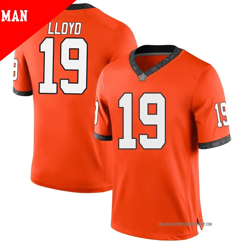 Men's ＃19 Jaylen Lloyd Oklahoma State Cowboys Replica Orange Football College Jersey