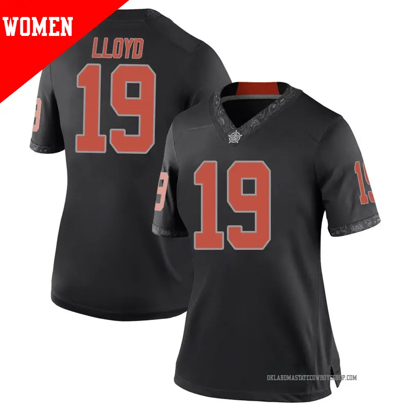 Women's ＃19 Jaylen Lloyd Oklahoma State Cowboys Game Black Football College Jersey