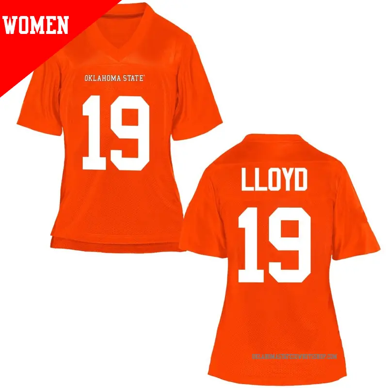 Women's ＃19 Jaylen Lloyd Oklahoma State Cowboys Replica Orange Football College Jersey