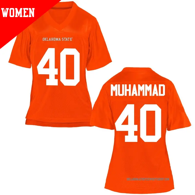 Women's ＃40 Bismillah Muhammad Oklahoma State Cowboys Game Orange Football College Jersey