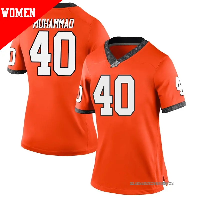 Women's ＃40 Bismillah Muhammad Oklahoma State Cowboys Replica Orange Football College Jersey