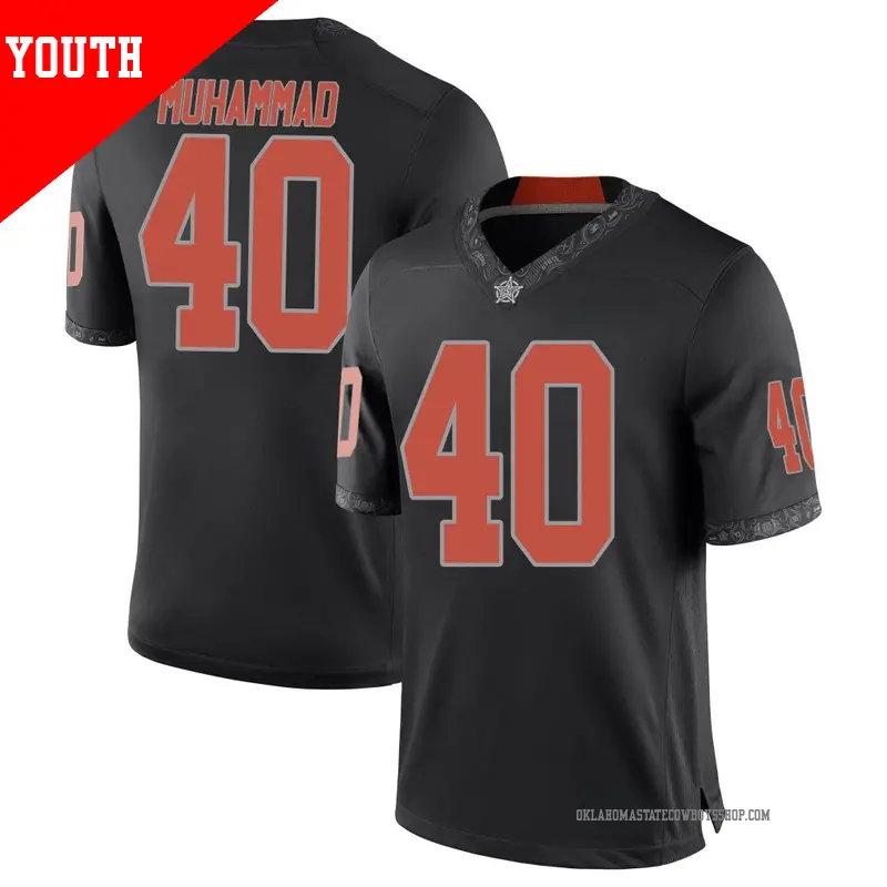 Youth ＃40 Bismillah Muhammad Oklahoma State Cowboys Replica Black Football College Jersey